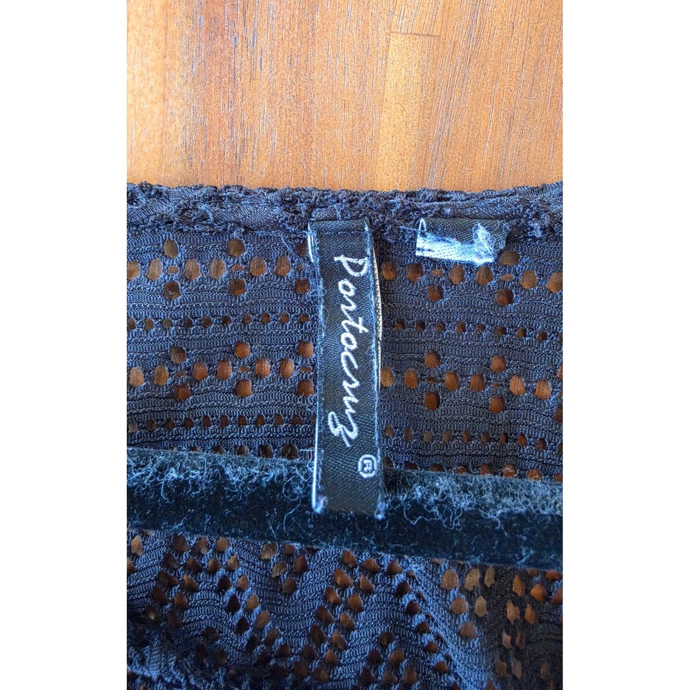 Black Crochet Lace Swim Cover Up Tunic OS Resort Vacation Ren Faire Whimsigoth - Picture 3 of 8
